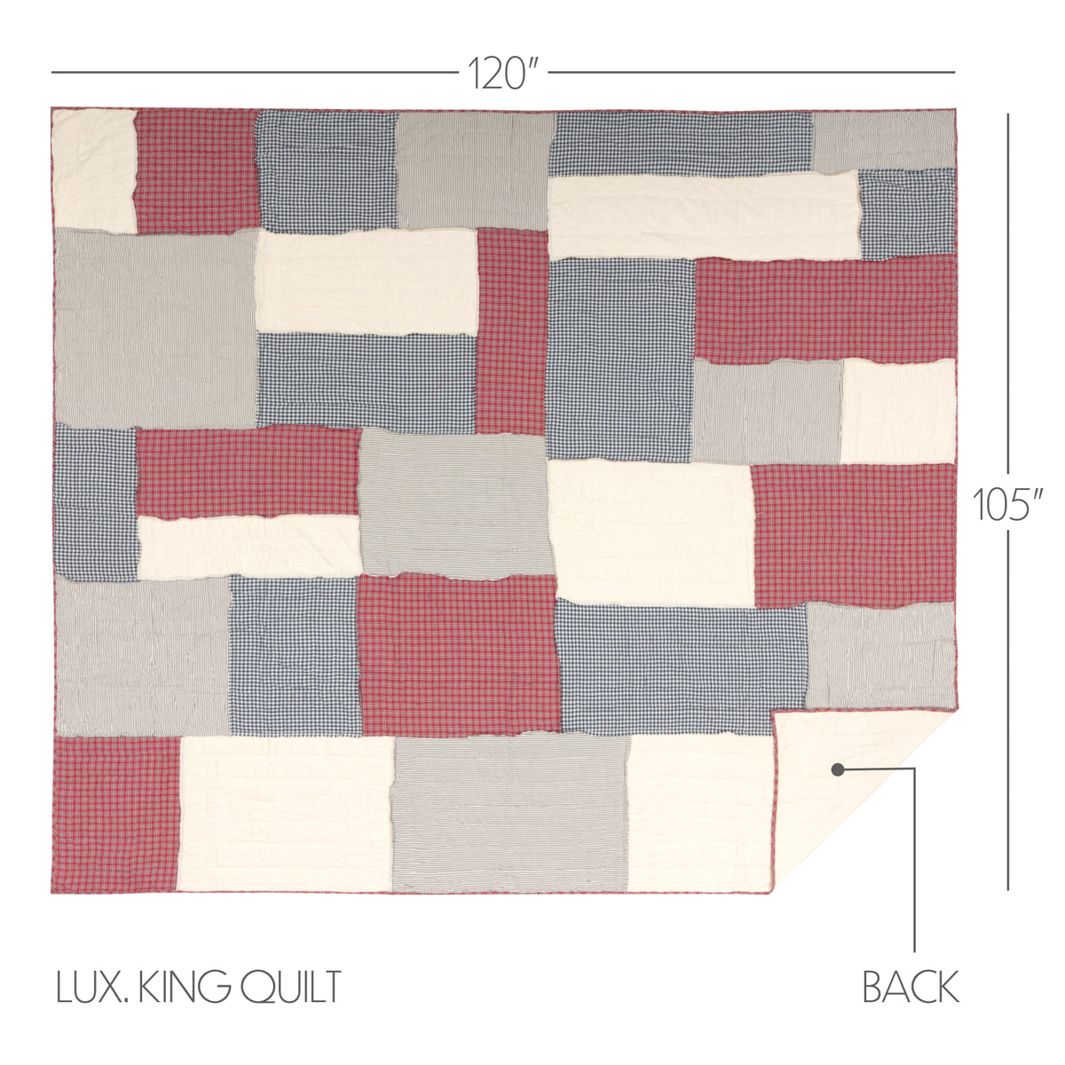 Hatteras 5PC Americana Red Bedding Set Twin (1 Quilt, 2 Shams, 2 Pillowcases)