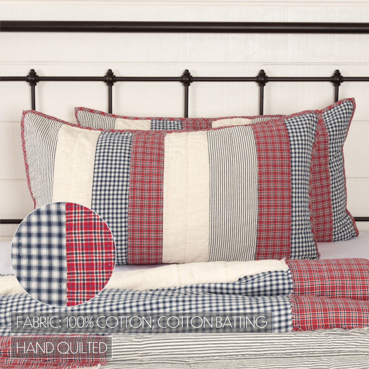 Hatteras 5PC Americana Red Bedding Set Luxury King (1 Quilt, 2 Shams, 2 Pillowcases)