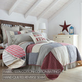 Hatteras 5PC Americana Red Bedding Set Twin (1 Quilt, 2 Shams, 2 Pillowcases)