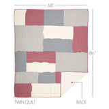 Hatteras 6PC Americana Red Bedding Set Twin (1 Quilt, 2 Shams, 2 Pillowcases, 1 Bedskirt)