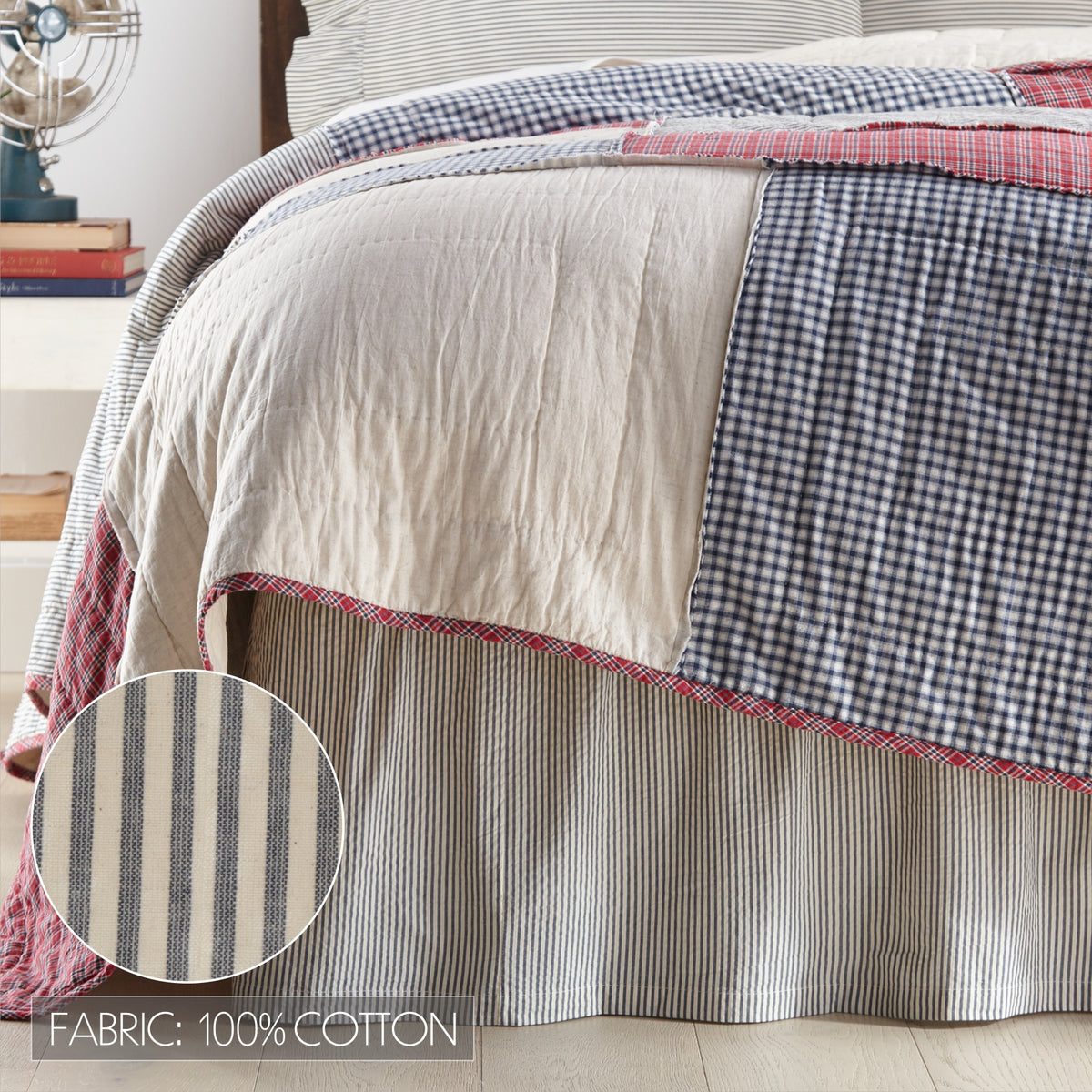 Hatteras 6PC Americana Red Bedding Set Twin (1 Quilt, 2 Shams, 2 Pillowcases, 1 Bedskirt)