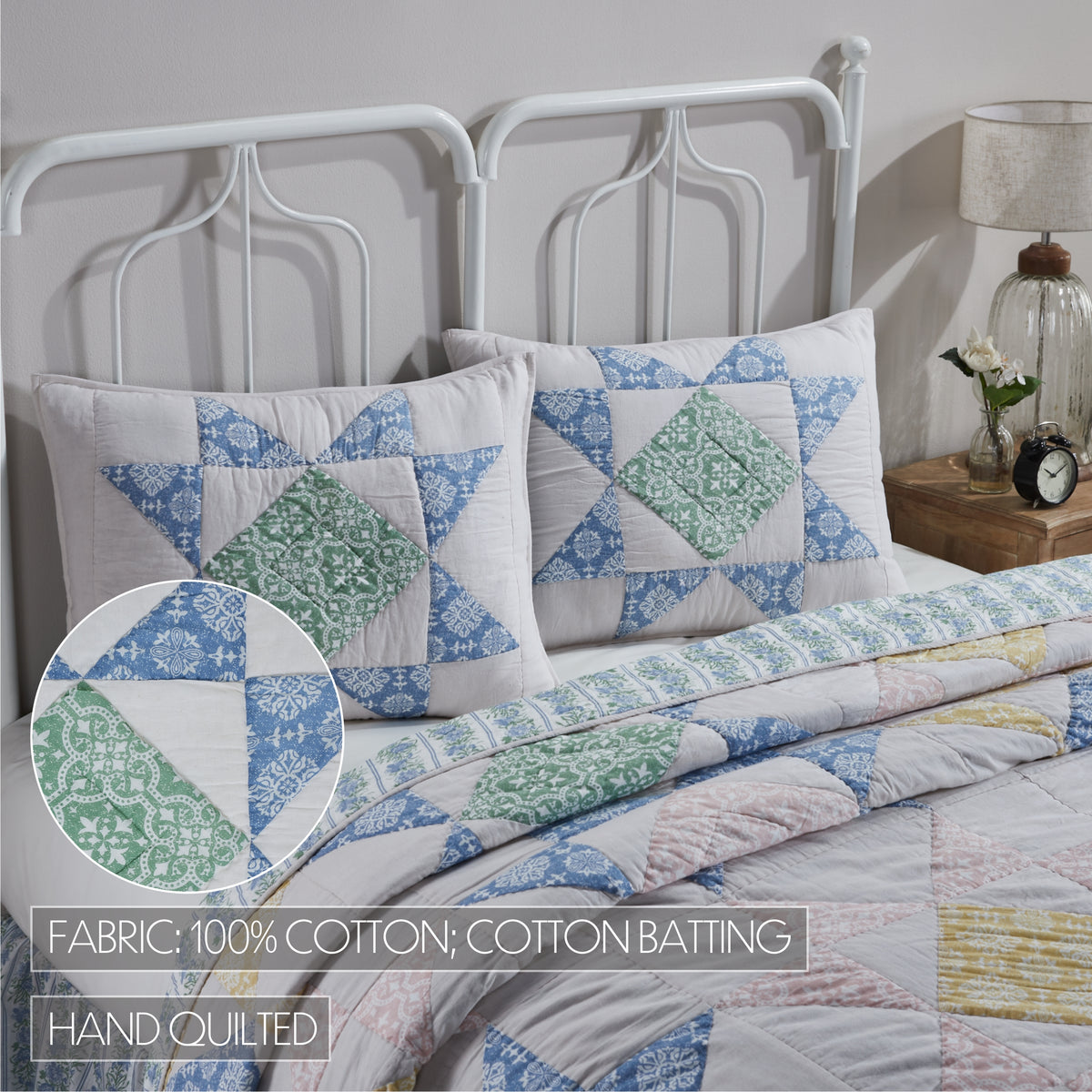 Jolie 5PC Basil Green Bedding Set Queen (1 Quilt, 2 Shams, 2 Pillowcases)