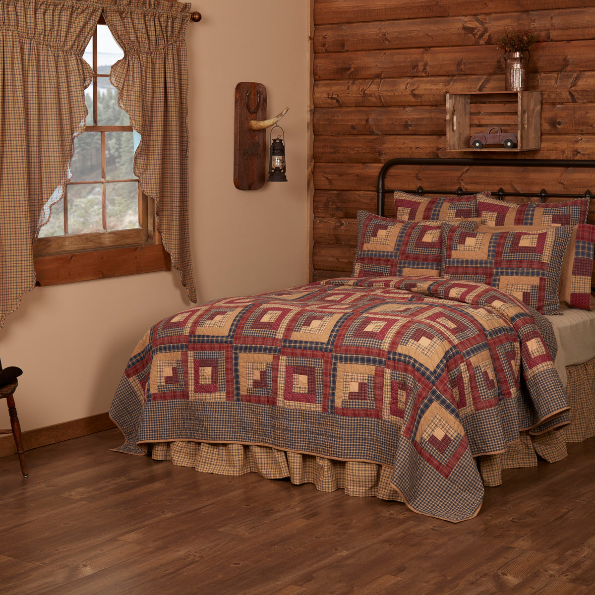 Millsboro 4PC Burgundy Bedding Set Twin (1 Quilt, 2 Shams, 1 Bedskirt)