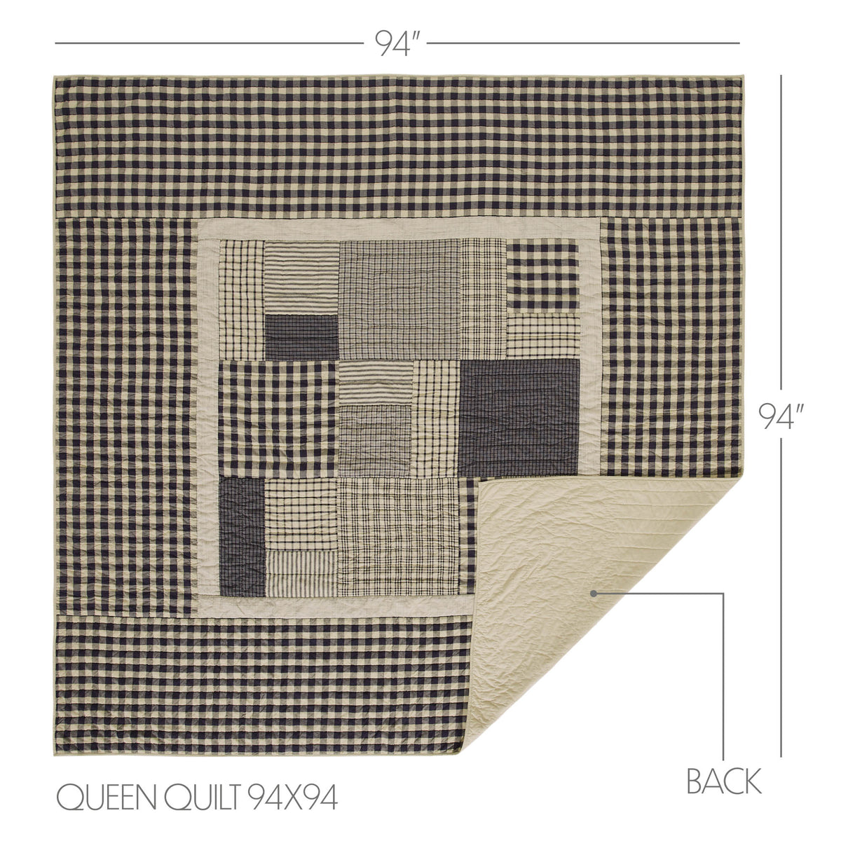 My Country 4PC Navy Bedding Set Queen (1 Quilt, 2 Shams, 1 Bedskirt)