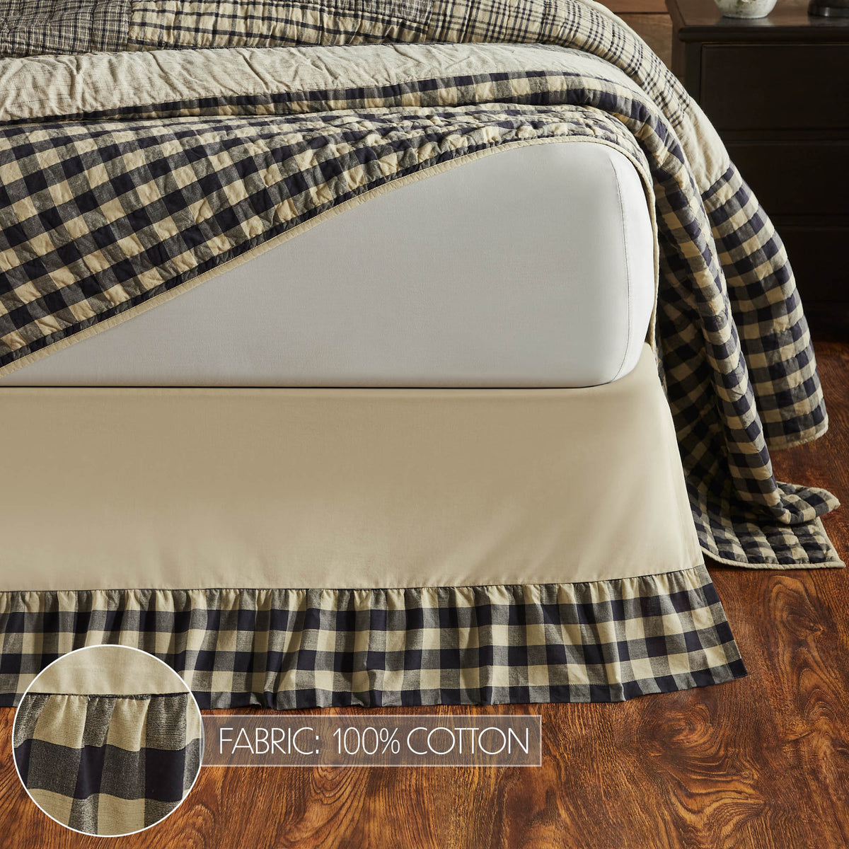 My Country 4PC Navy Bedding Set Queen (1 Quilt, 2 Shams, 1 Bedskirt)