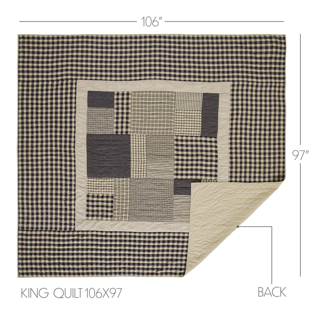My Country 5PC Navy Bedding Set King (1 Quilt, 2 Shams, 2 Pillowcases)