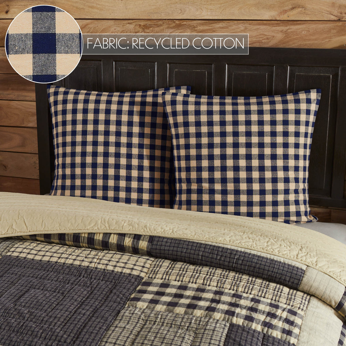 My Country 6PC Navy Bedding Set Twin (1 Quilt, 2 Shams, 2 Pillowcases, 1 Bedskirt)