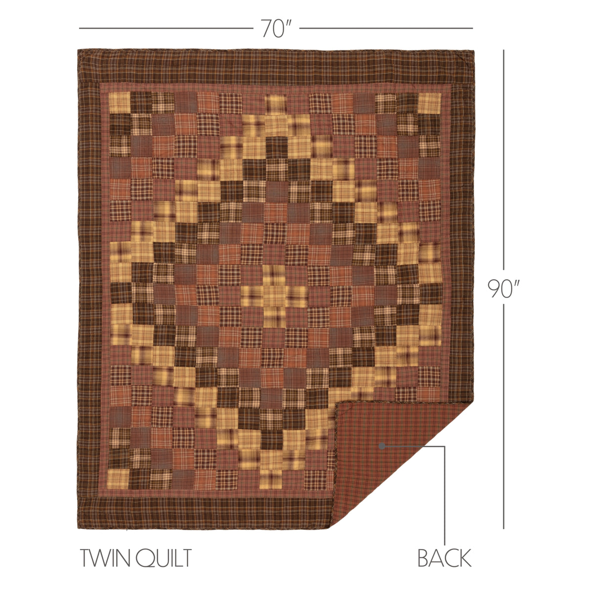 Prescott 8PC Russet Bedding Set Twin (1 Quilt, 2 Shams, 2 Pillowcases, 1 Bedskirt, 2 Euros)