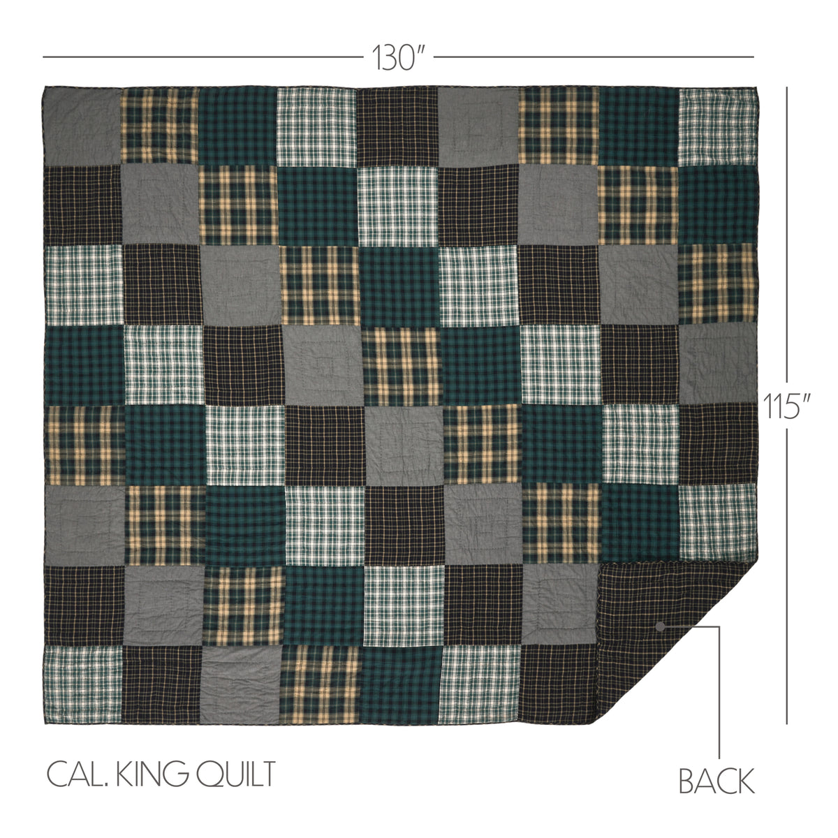 Pine Grove 5PC Pine Green Bedding Set Cal King (1 Quilt, 2 Shams, 2 Pillowcases)