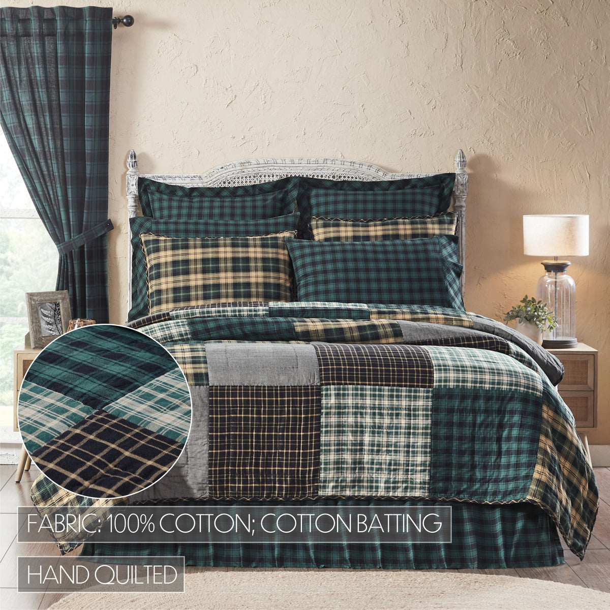 Pine Grove 5PC Pine Green Bedding Set Luxury King (1 Quilt, 2 Shams, 2 Pillowcases)