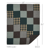 Pine Grove 5PC Pine Green Bedding Set Twin (1 Quilt, 2 Shams, 2 Pillowcases)