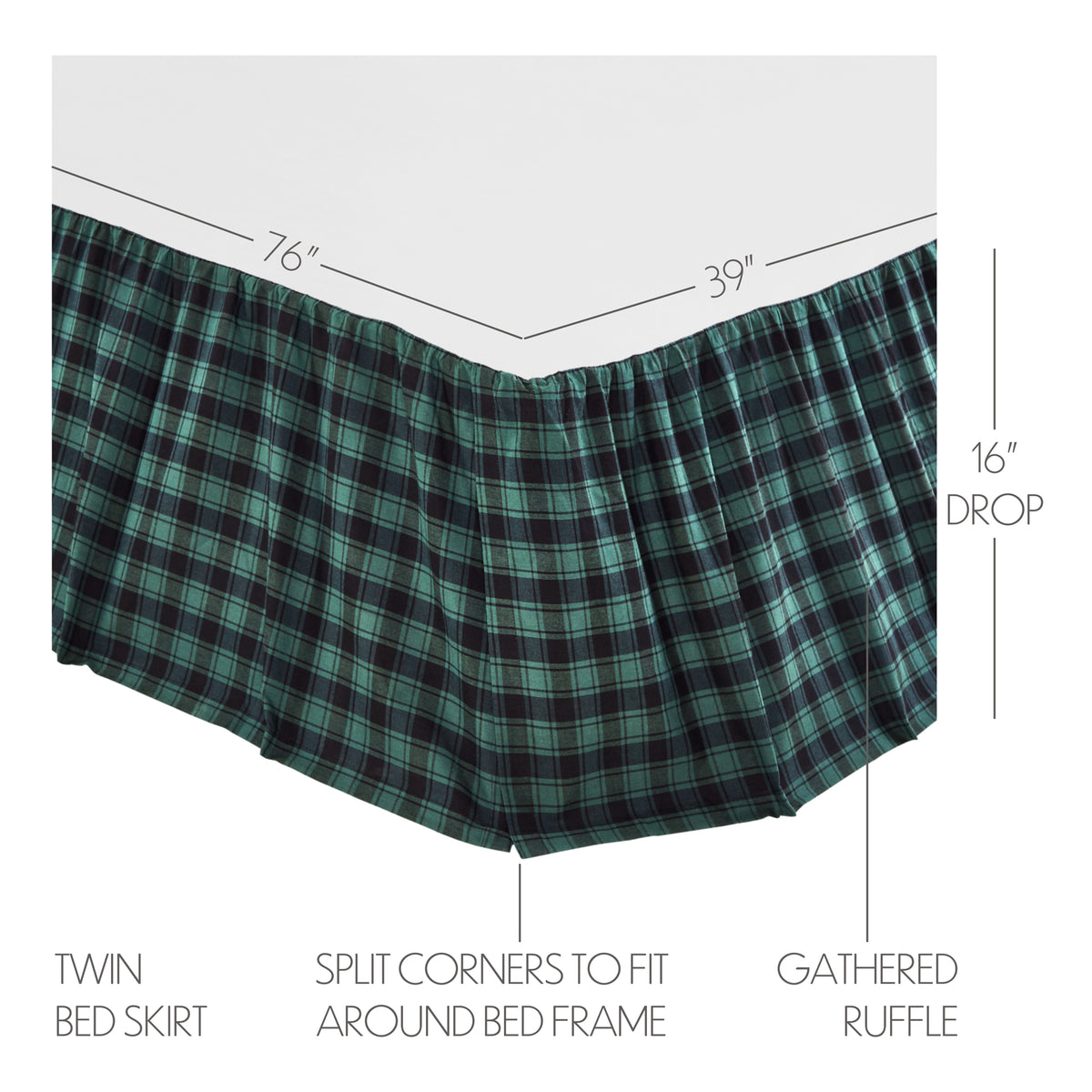 Pine Grove 6PC Pine Green Bedding Set Twin (1 Quilt, 2 Shams, 2 Pillowcases, 1 Bedskirt)