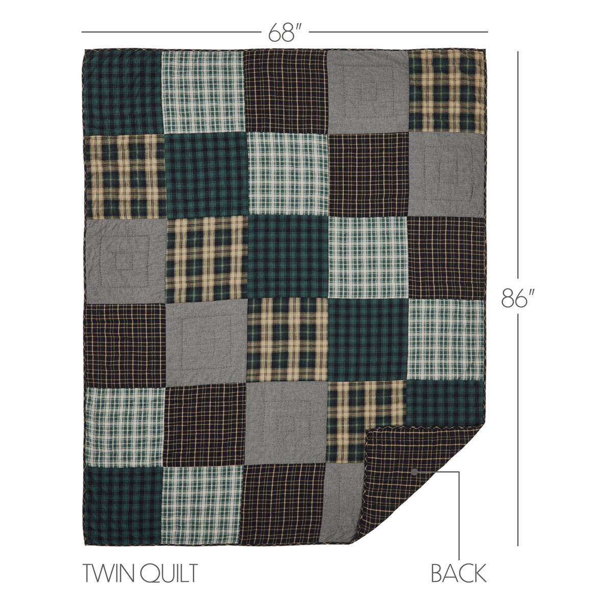 Pine Grove 8PC Pine Green Bedding Set Twin (1 Quilt, 2 Shams, 2 Pillowcases, 1 Bedskirt, 2 Euros)