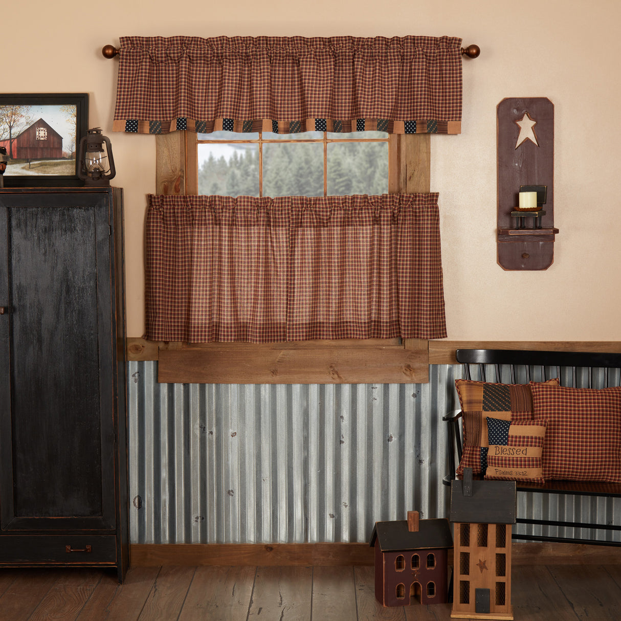 Patriotic Patch Curtain Set