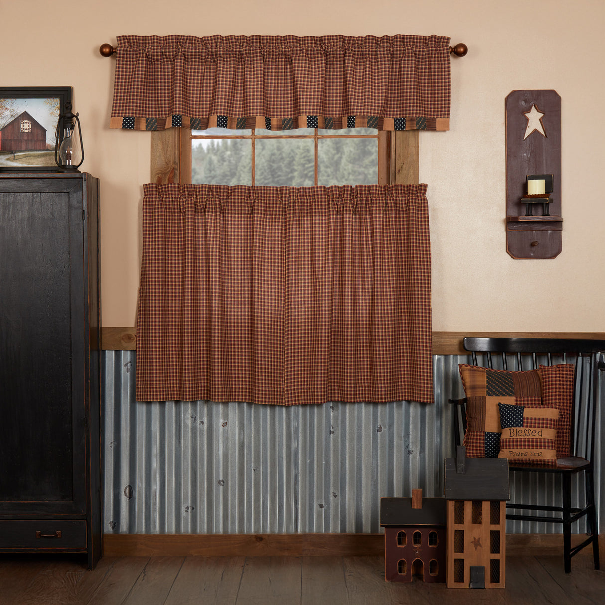 Patriotic Patch Curtain Set