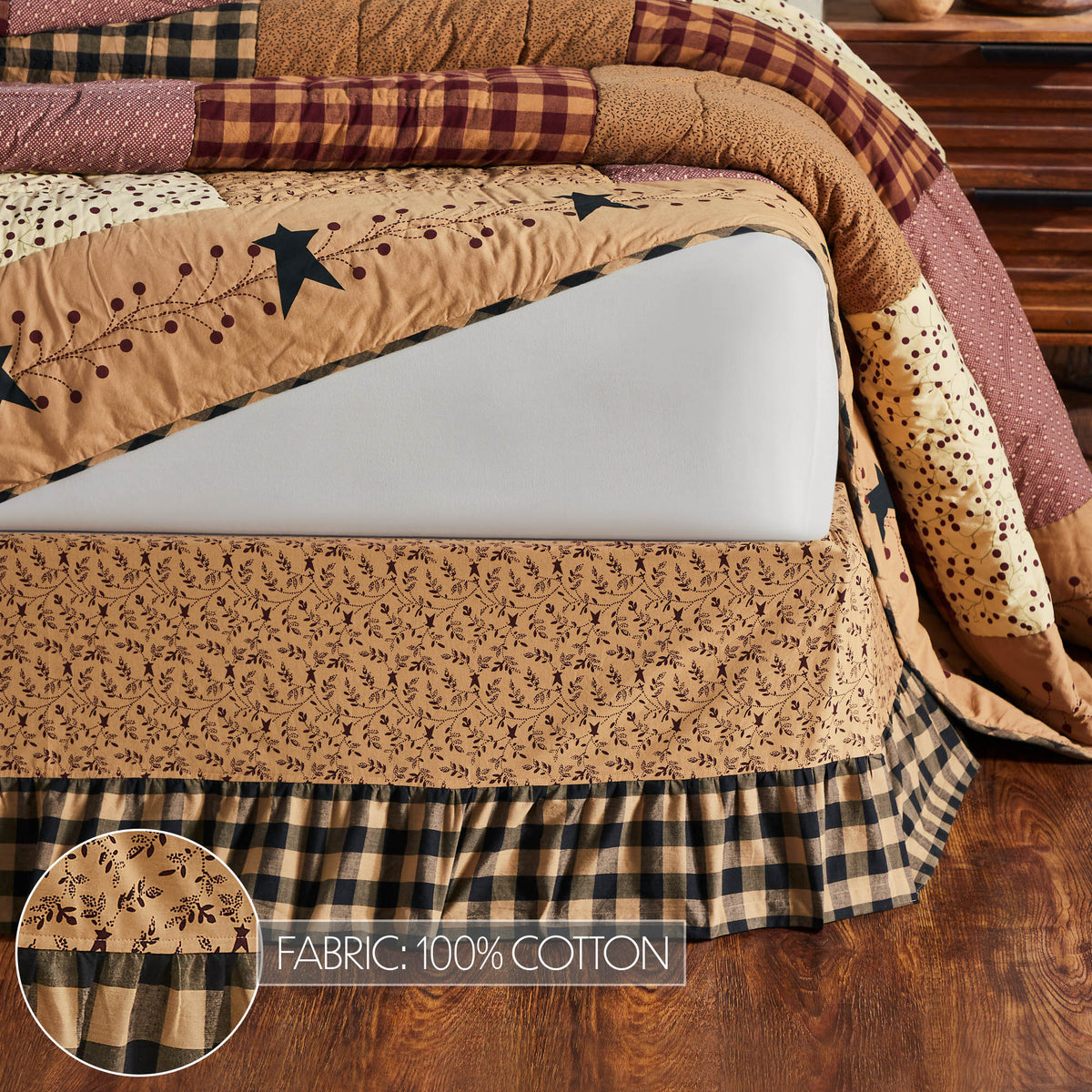 Pip Vinestar 6PC Burgundy Bedding Set King (1 Quilt, 2 Shams, 2 Pillowcases, 1 Bedskirt)