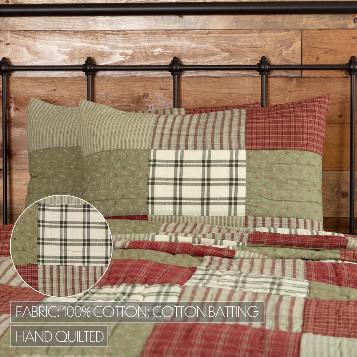 Prairie Winds 5PC Brick Red Bedding Set Queen (1 Quilt, 2 Shams, 2 Pillowcases)