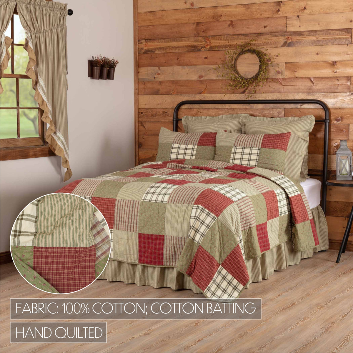 Prairie Winds 6PC Brick Red Bedding Set King (1 Quilt, 2 Shams, 2 Pillowcases, 1 Bedskirt)