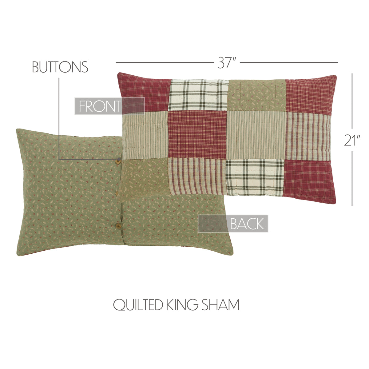 Prairie Winds 8PC Brick Red Bedding Set King (1 Quilt, 2 Shams, 2 Pillowcases, 1 Bedskirt, 2 Euros)
