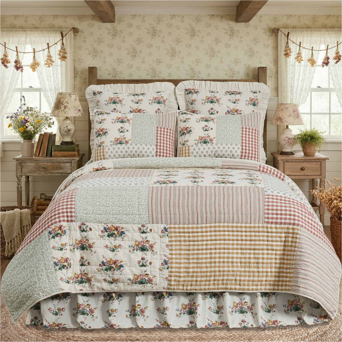 Rosehill Cottage 4PC Dusty Rose Bedding Set