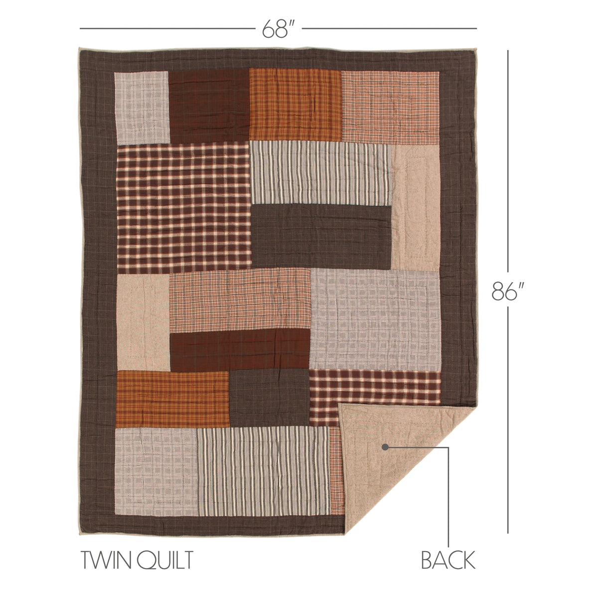 Rory 5PC Greige Bedding Set Twin (1 Quilt, 2 Shams, 2 Pillowcases)
