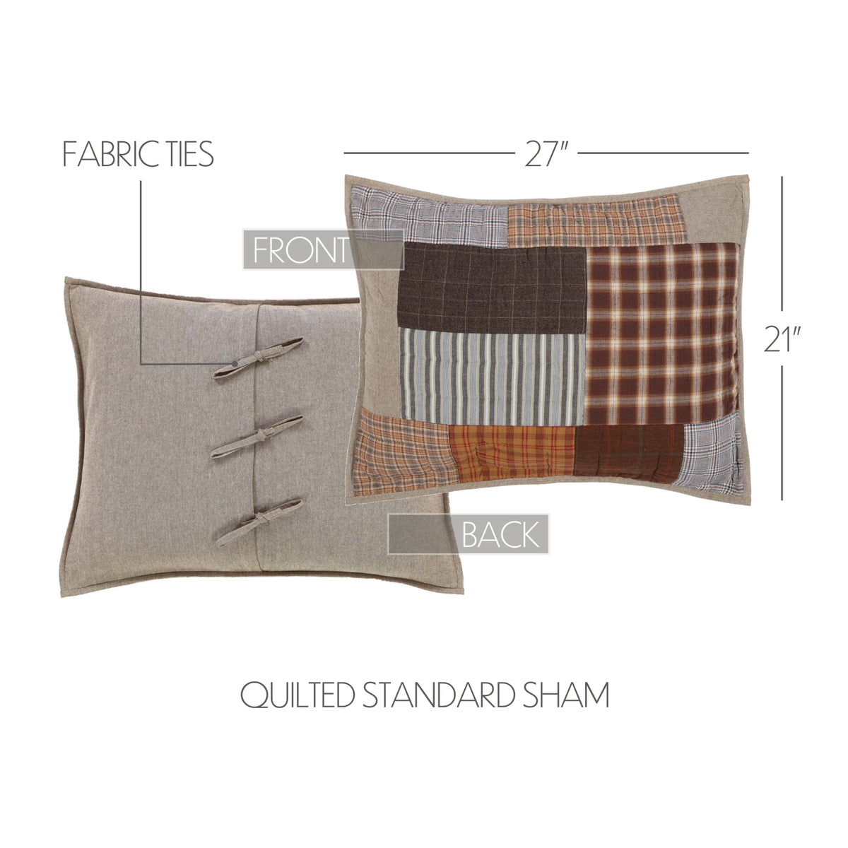 Rory 5PC Greige Bedding Set Twin (1 Quilt, 2 Shams, 2 Pillowcases)