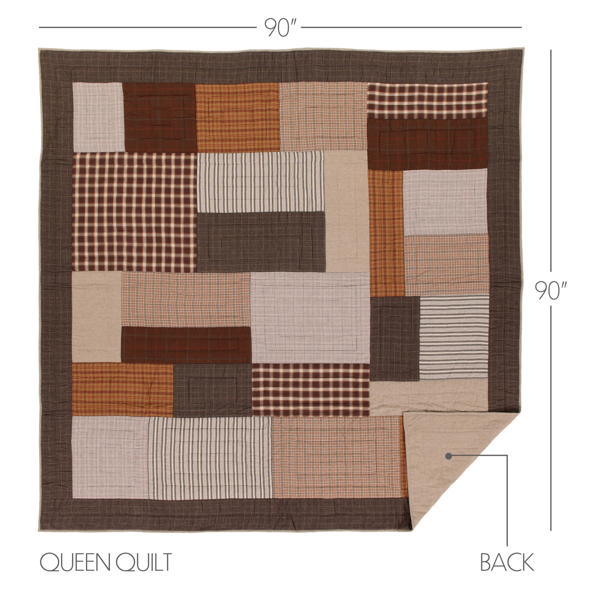 Rory 6PC Greige Bedding Set Queen (1 Quilt, 2 Shams, 2 Pillowcases, 1 Bedskirt)
