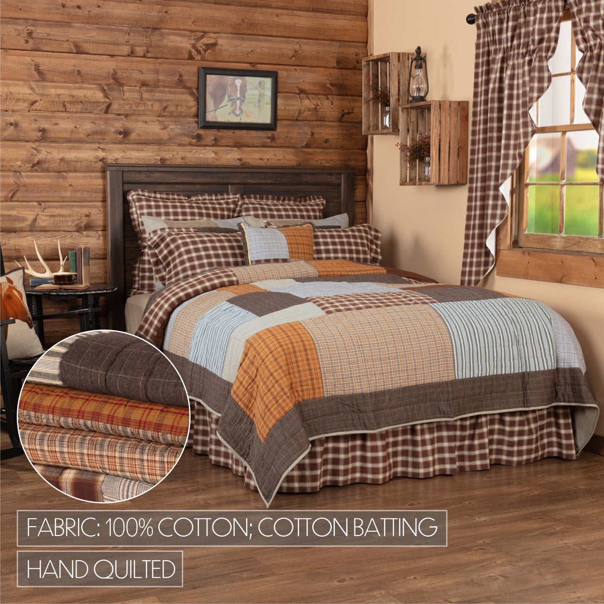 Rory 6PC Greige Bedding Set Queen (1 Quilt, 2 Shams, 2 Pillowcases, 1 Bedskirt)