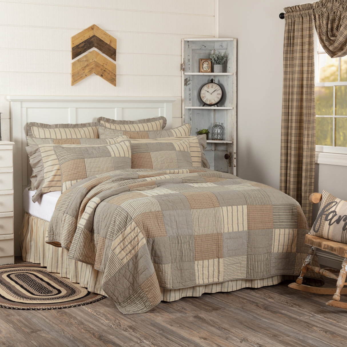 Sawyer Mill Charcoal 8 Piece King Quilt Set (1 King Quilt, 2 King Shams, 2 King Pillowcase, 2 Euro Shams, 1 King Bed Skirt)