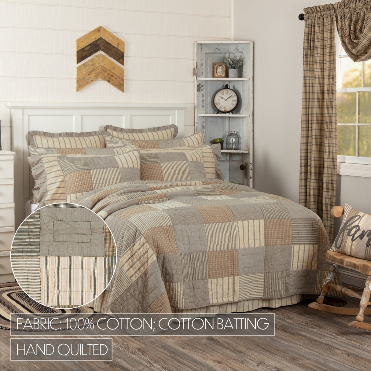Sawyer Mill Charcoal 8 Piece King Quilt Set (1 King Quilt, 2 King Shams, 2 King Pillowcase, 2 Euro Shams, 1 King Bed Skirt)