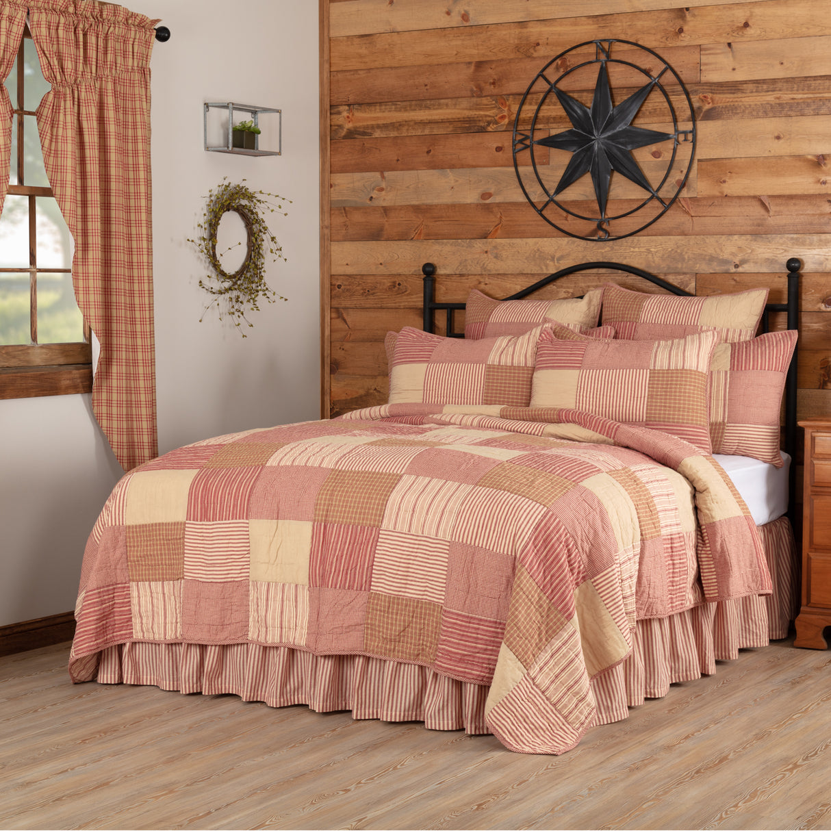 Sawyer Mill Red 6 Piece Twin Quilt Set (1 Twin Quilt, 2 Standard Shams, 2 Standard Pillowcase, 1 Twin Bed Skirt)