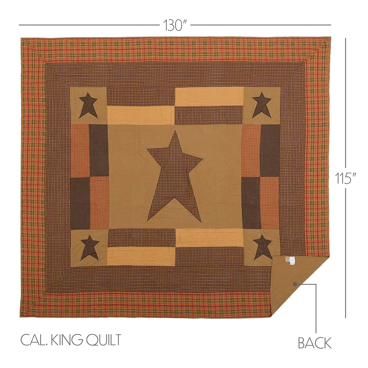 Stratton 5PC Dark Khaki Bedding Set Cal King (1 Quilt, 2 Shams, 2 Pillowcases)