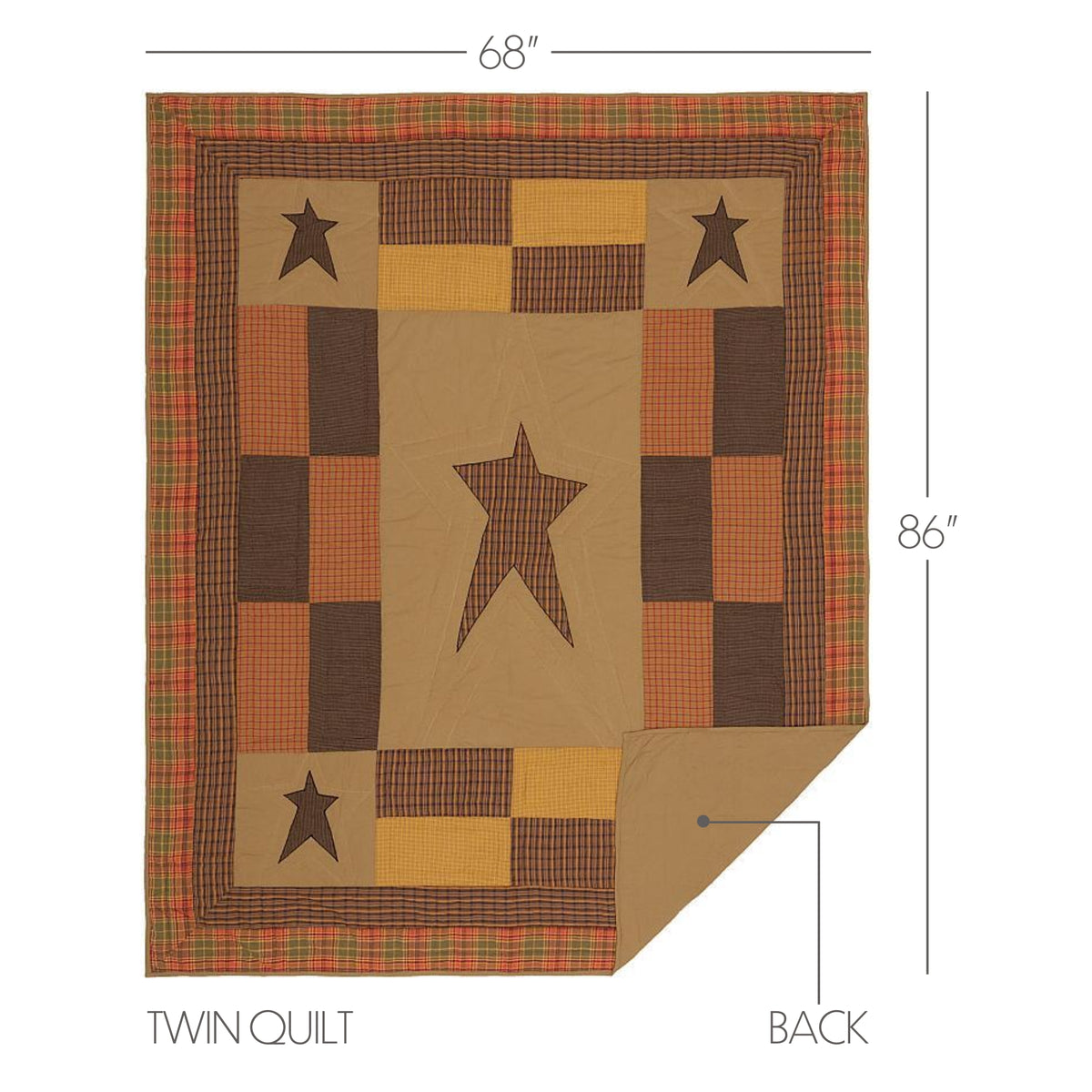 Stratton 5PC Dark Khaki Bedding Set Twin (1 Quilt, 2 Shams, 2 Pillowcases)