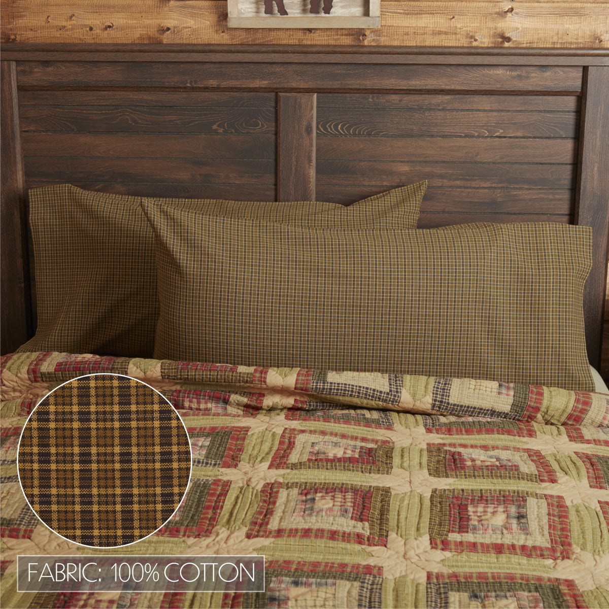 Tea Cabin 5PC Moss Green Bedding Set King (1 Quilt, 2 Shams, 2 Pillowcases)