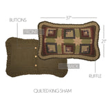 Tea Cabin 6PC Moss Green Bedding Set King (1 Quilt, 2 Shams, 2 Pillowcases, 1 Bedskirt)