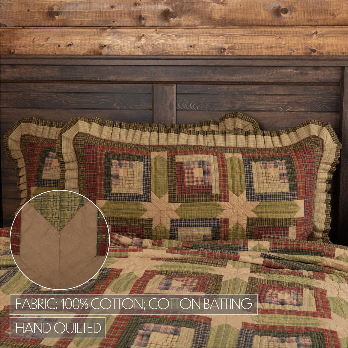 Tea Cabin 6PC Moss Green Bedding Set King (1 Quilt, 2 Shams, 2 Pillowcases, 1 Bedskirt)