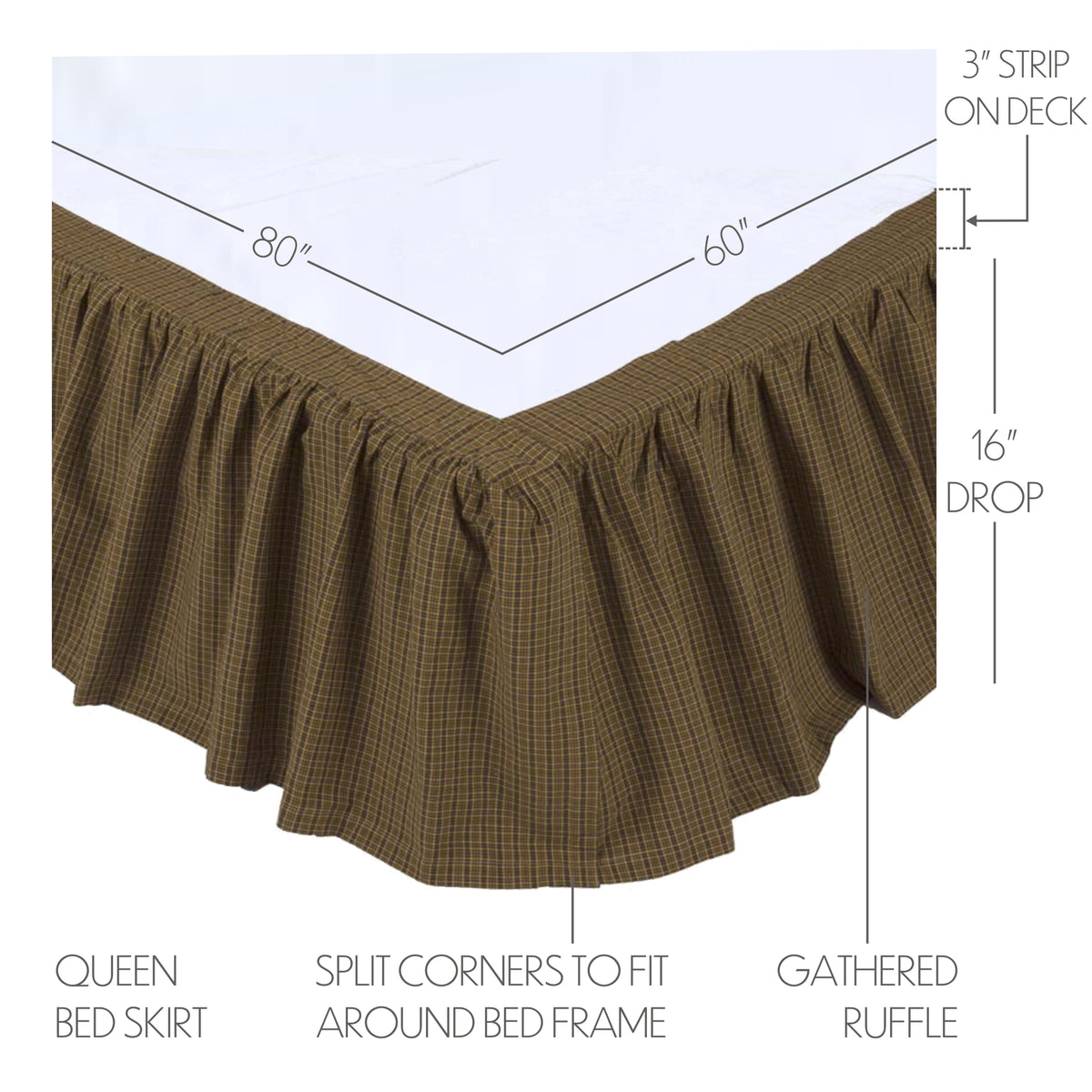 Tea Cabin 6PC Moss Green Bedding Set Queen (1 Quilt, 2 Shams, 2 Pillowcases, 1 Bedskirt)