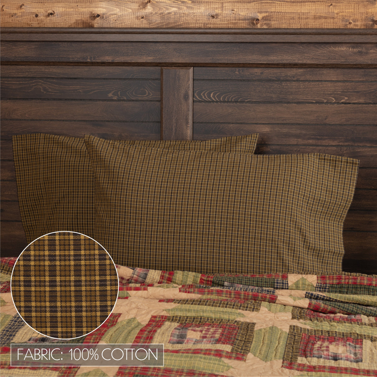 Tea Cabin 6PC Moss Green Bedding Set Queen (1 Quilt, 2 Shams, 2 Pillowcases, 1 Bedskirt)