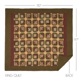 Tea Cabin 8PC Moss Green Bedding Set King (1 Quilt, 2 Shams, 2 Pillowcases, 1 Bedskirt, 2 Euros)