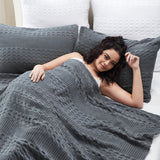 100% Cotton Waffle Weave Blanket & Sham Set of 2