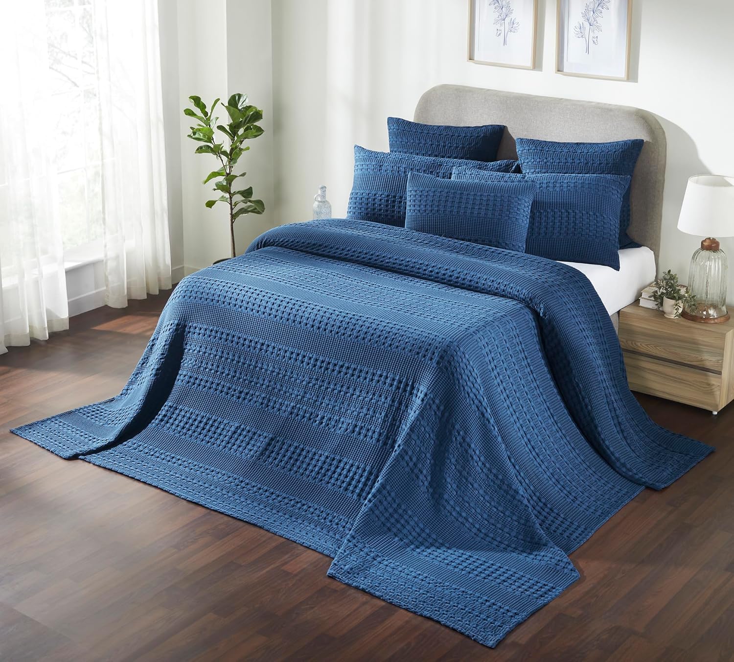 100% Cotton Waffle Weave Blanket & Sham Set of 2