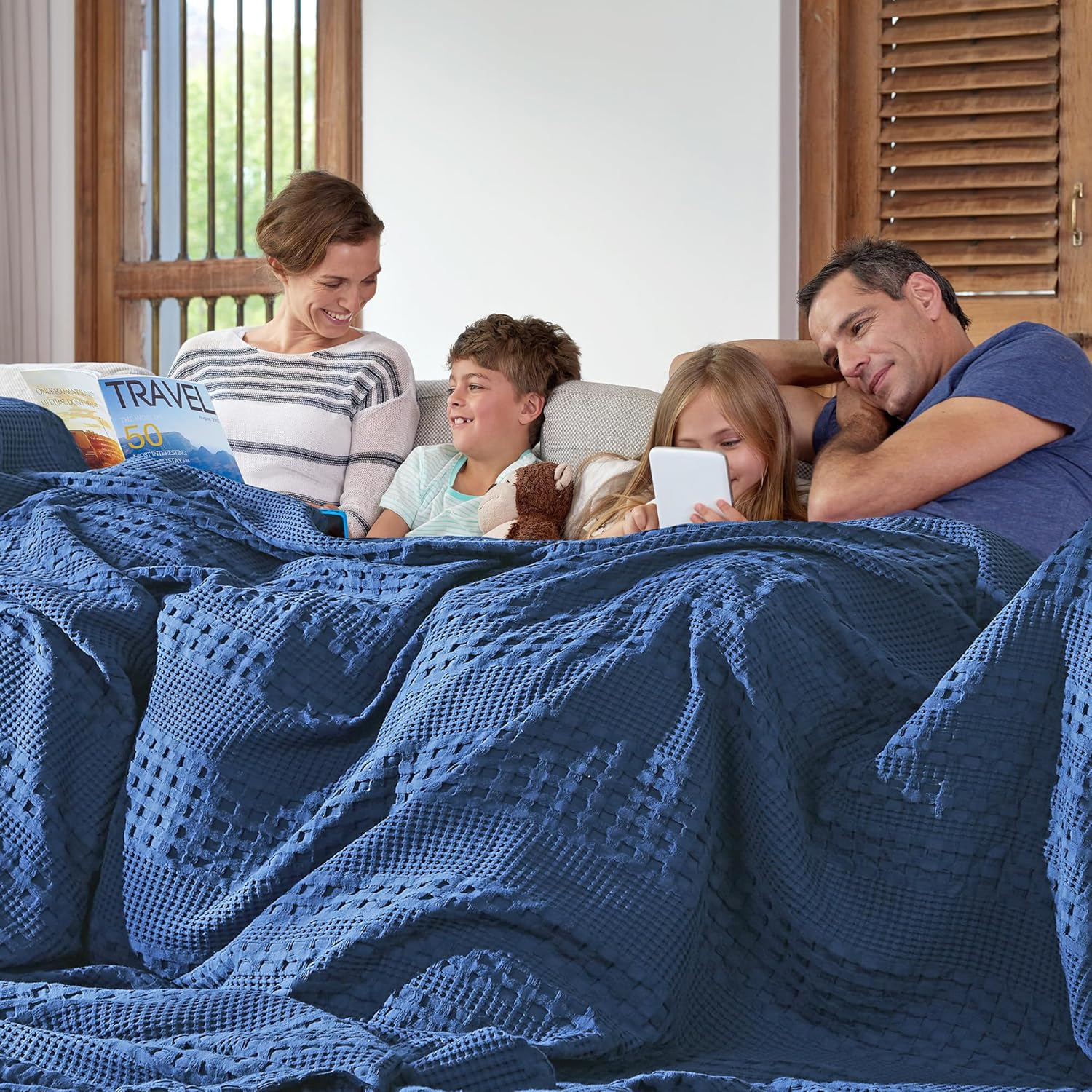 100% Cotton Waffle Weave Blanket & Sham Set of 2