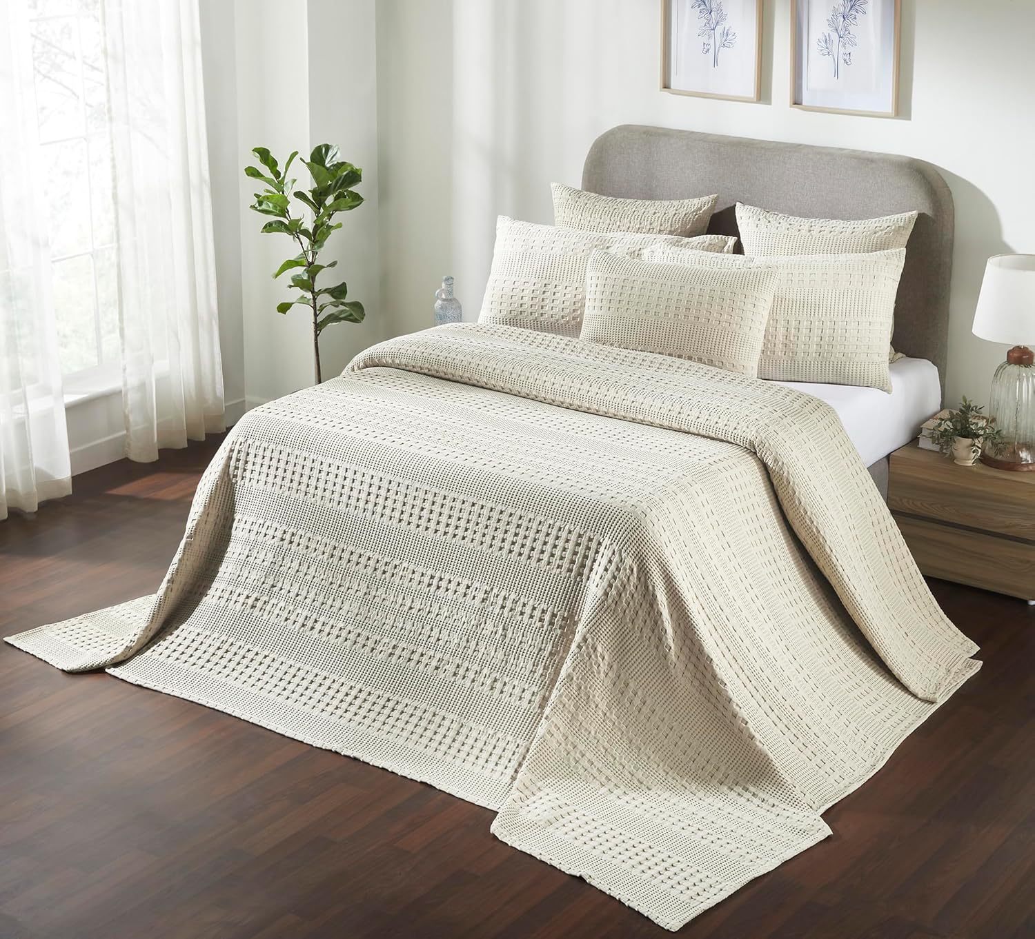 100% Cotton Waffle Weave Blanket & Sham Set of 2