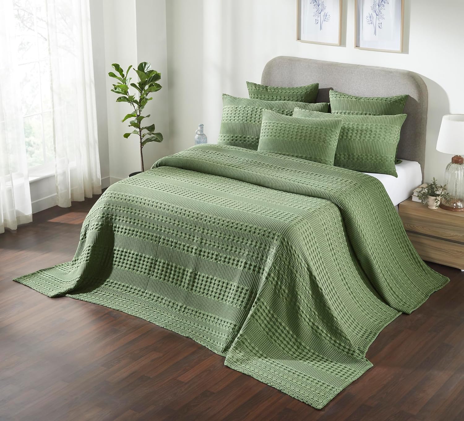 100% Cotton Waffle Weave Blanket & Sham Set of 2