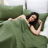 100% Cotton Waffle Weave Blanket & Sham Set of 2