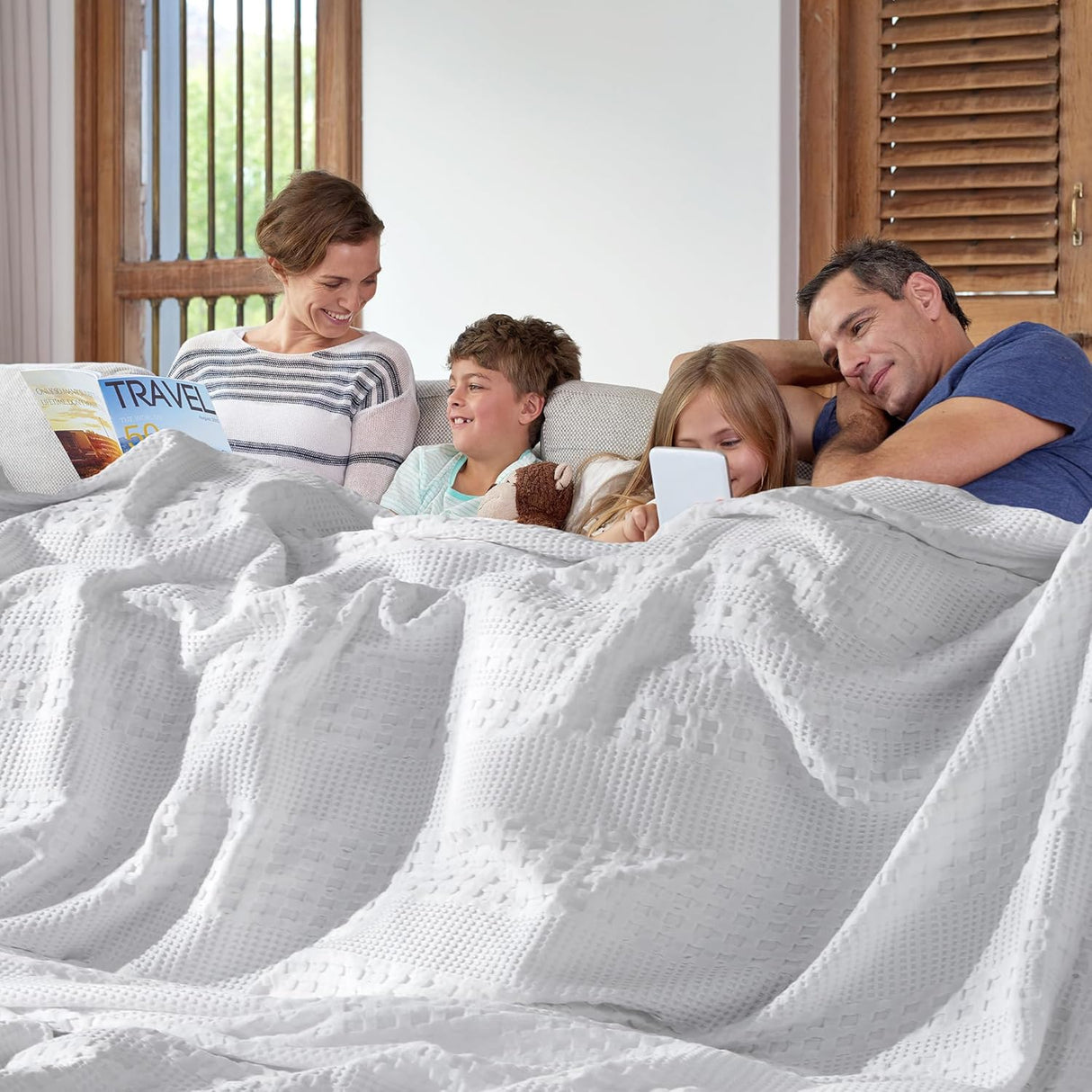 100% Cotton Waffle Weave Blanket & Sham Set of 2
