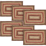 Ginger Spice Table Placemat, Orange Red Natural, Jute Blend, Rectangle, 12x18 Inches, 6 Pack 6 Pack