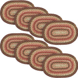 Ginger Spice Table Placemat, Orange Red Natural, Jute Blend, Oval, 10x15 Inches, 8 Pack 8 Pack