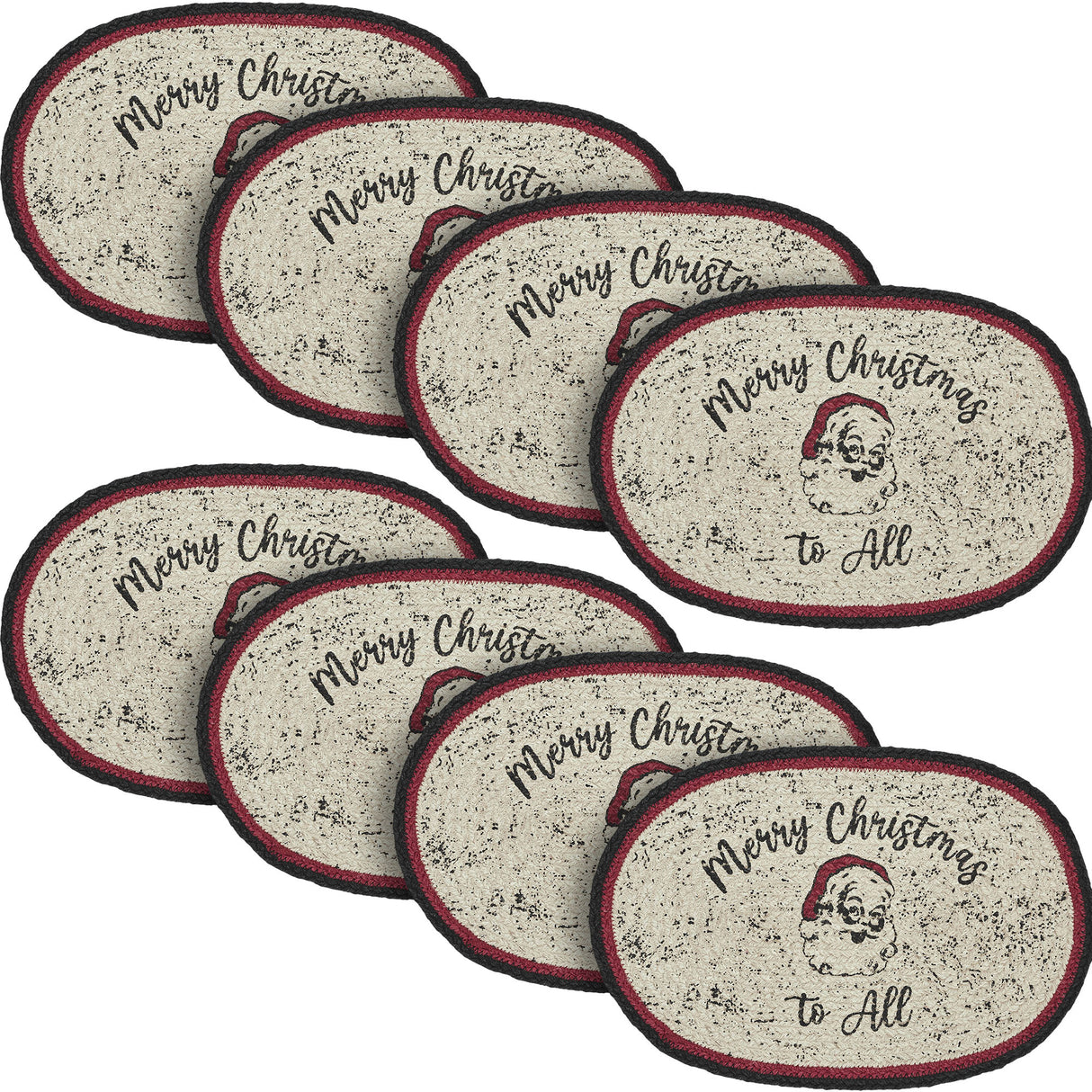 Jolly Ole Santa Jute Oval Placemat 10x15, 8 Pack 8 Pack