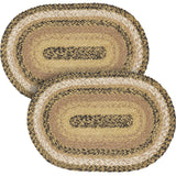 Kettle Grove, Dining Table Placemat, Braided Jute, Oval, Tan & Black, 10x15, 2 Pack